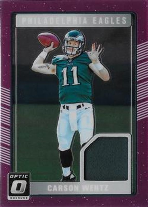 Carson Wentz 2016 Optic #DRT-CW Rookie Threads - Pink RAW