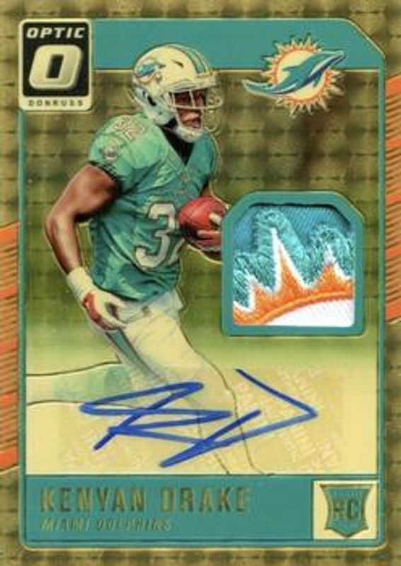 Kenyan Drake 2016 Optic #RPA-KD Rookie Patch Autographs - Gold Vinyl /1 RAW