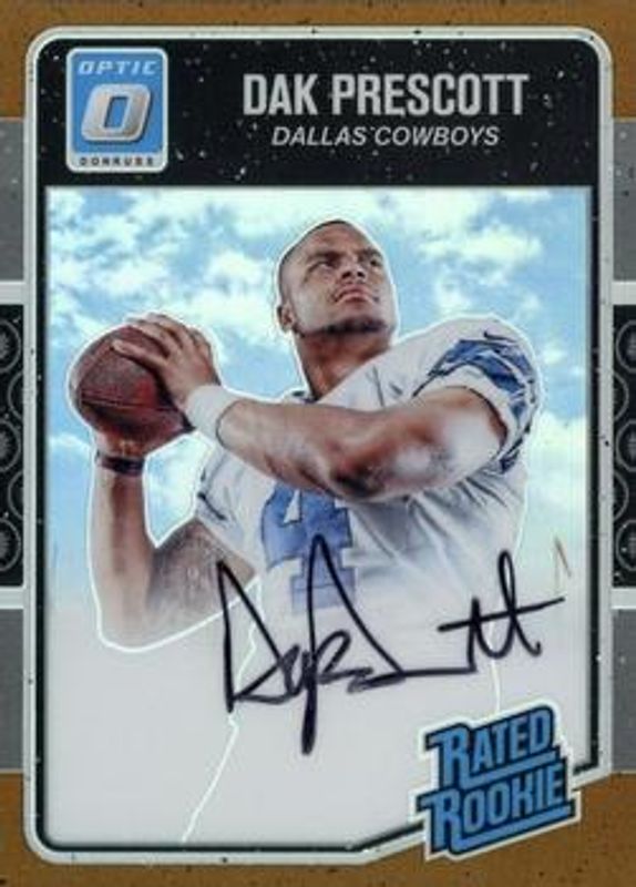 Dak Prescott 2016 Optic #162 Rated Rookies Autographs - Bronze RAW