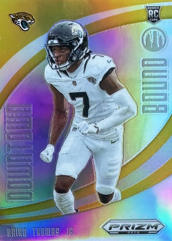 Brian Thomas Jr. 2024 Prizm Deca #11 Downtown Bound - Gold /10 Rookie RAW