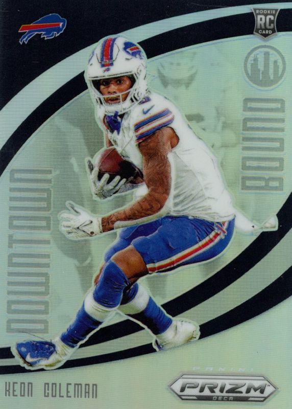 Keon Coleman 2024 Prizm Deca #14 Downtown Bound - Black /1 Rookie RAW