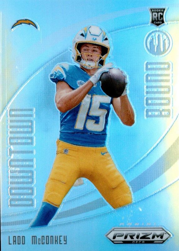 Ladd McConkey 2024 Prizm Deca #12 Downtown Bound - Silver Rookie RAW