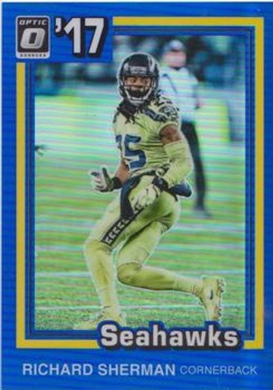 Richard Sherman 2017 Optic #9 1981 Tribute - Blue /149 RAW