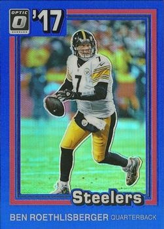 Ben Roethlisberger 2017 Optic #15 1981 Tribute - Blue /149 RAW