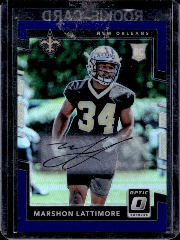 Marshon Lattimore 2017 Optic #136 Rookies Autographs - Purple /35 RAW
