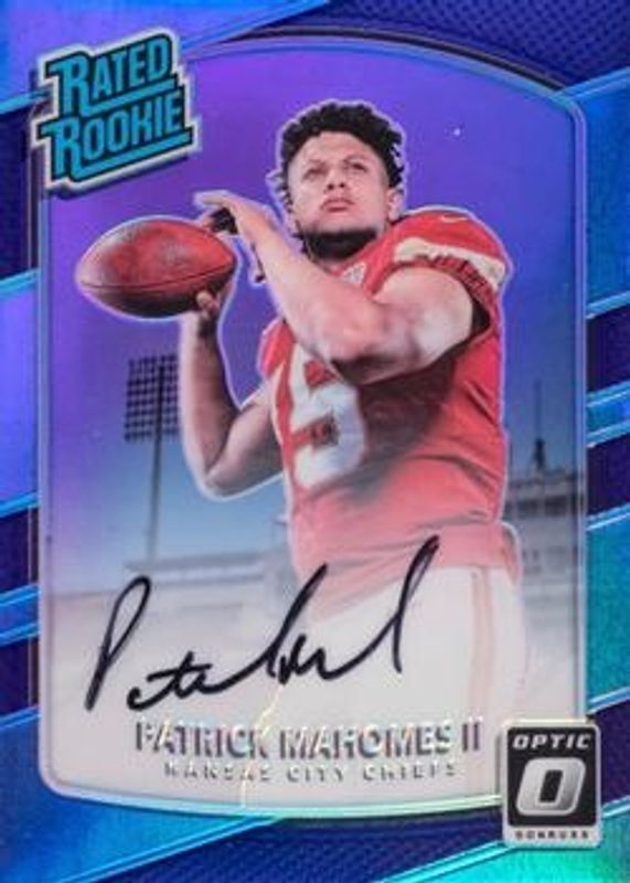 Patrick Mahomes II 2017 Optic #177 Rated Rookies Autographs - Purple /35 RAW