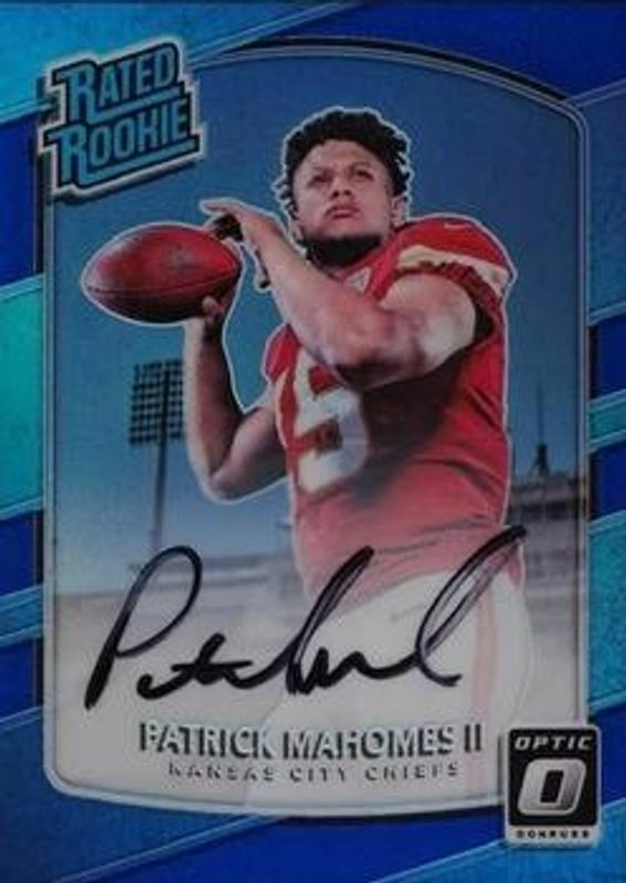 Patrick Mahomes II 2017 Optic #177 Rated Rookies Autographs - Blue /75 RAW