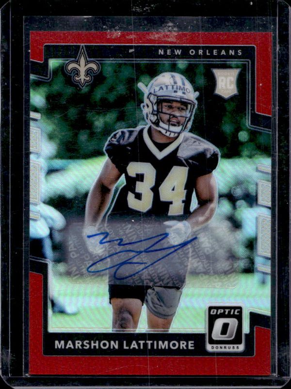 Marshon Lattimore 2017 Optic #136 Rookies Autographs - Red /50 RAW