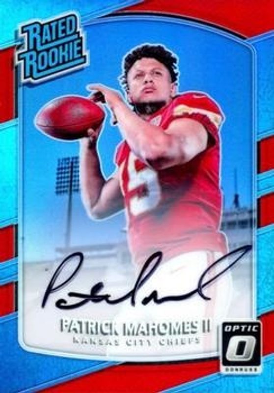 Patrick Mahomes II 2017 Optic #177 Rated Rookies Autographs - Red /50 RAW