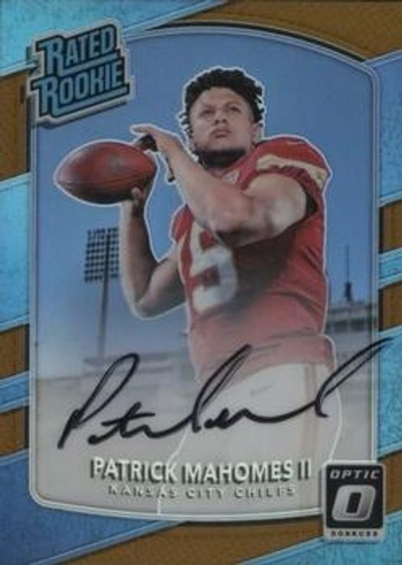 Patrick Mahomes II 2017 Optic #177 Rated Rookies Autographs - Bronze RAW
