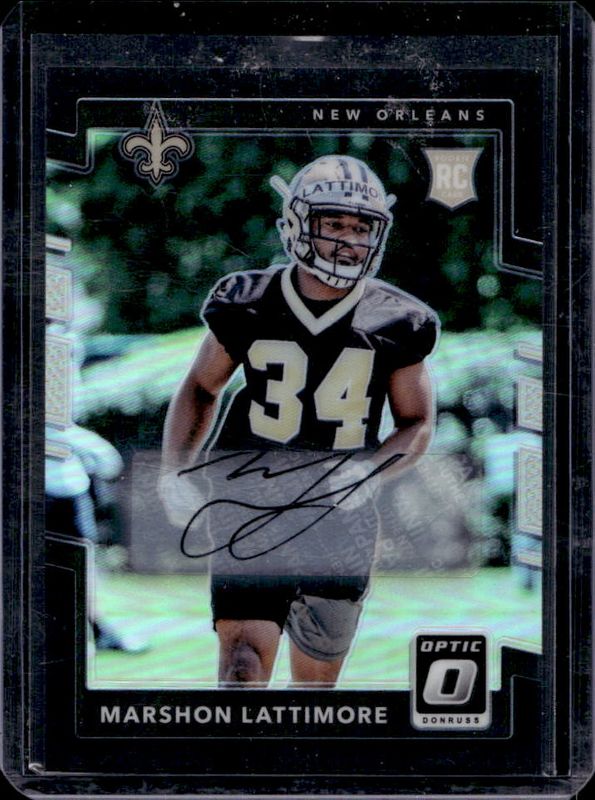 Marshon Lattimore 2017 Optic #136 Rookies Autographs - Black /25 RAW