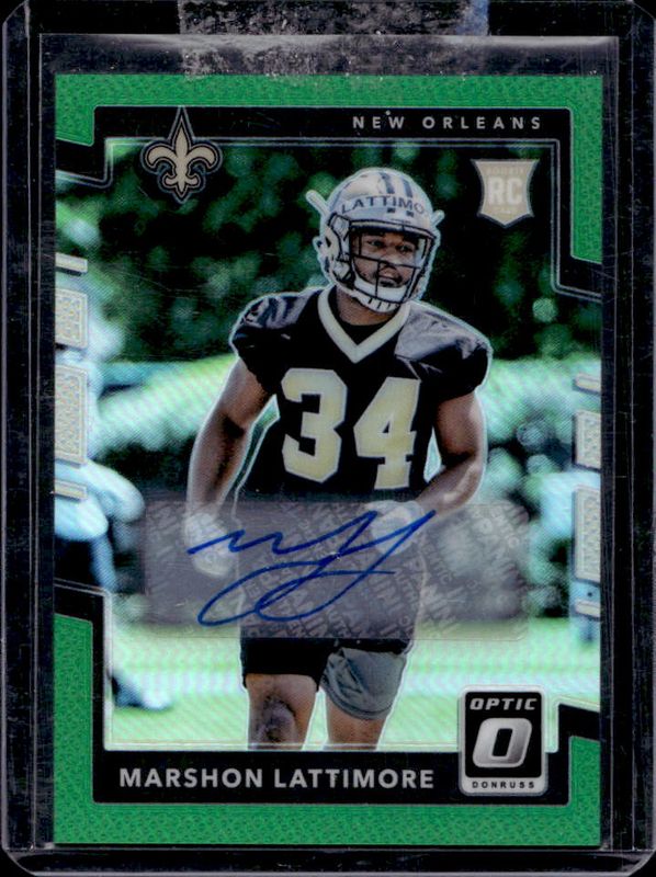 Marshon Lattimore 2017 Optic #136 Rookies Autographs - Green /5 RAW