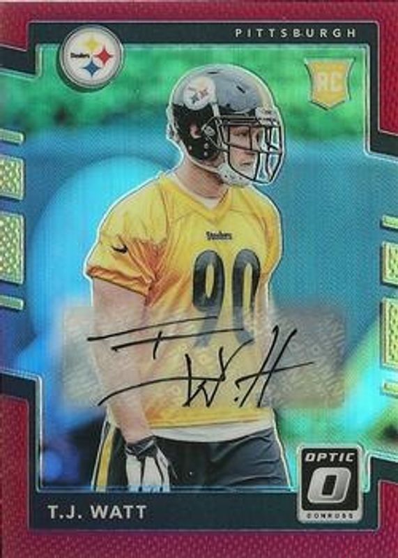 TJ Watt 2017 Optic #122 Rookies Autographs - Red /50 RAW