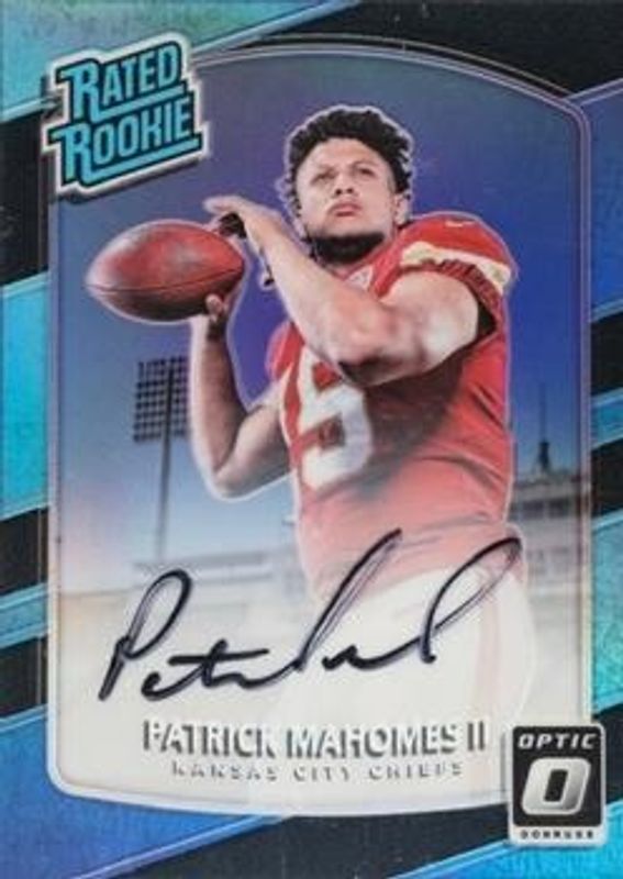 Patrick Mahomes II 2017 Optic #177 Rated Rookies Autographs - Black /25 RAW