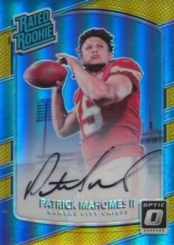 Patrick Mahomes II 2017 Optic #177 Rated Rookies Autographs - Gold /10 RAW