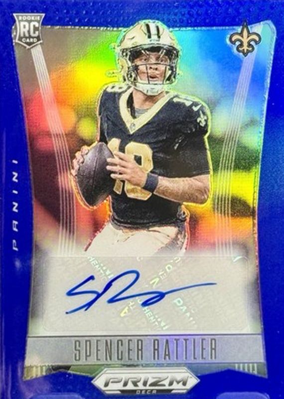 Spencer Rattler 2024 Prizm Deca #S-SRR Signatures - Blue /49 Rookie RAW