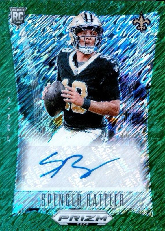 Spencer Rattler 2024 Prizm Deca #S-SRR Signatures - FOTL Green Shimmer /25 Rookie RAW