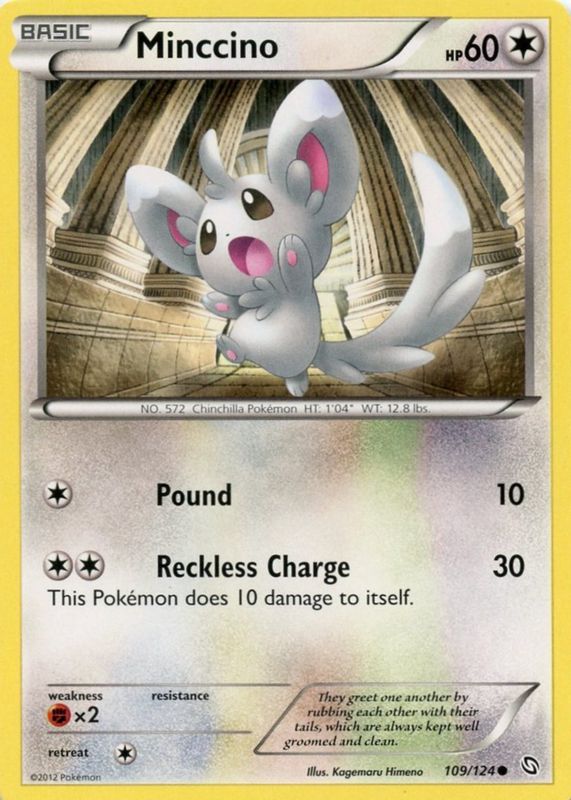 Minccino 2012 Black & White: Dragons Exalted #109/124 Base RAW TCG (NEAR MINT)