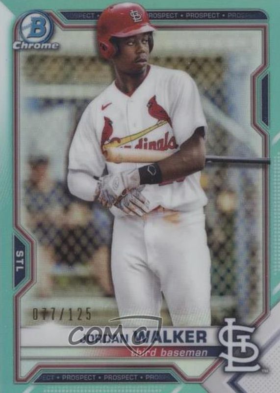 Jordan Walker 2021 Bowman #BCP-146 Chrome Prospects - Aqua Refractor /125 RAW