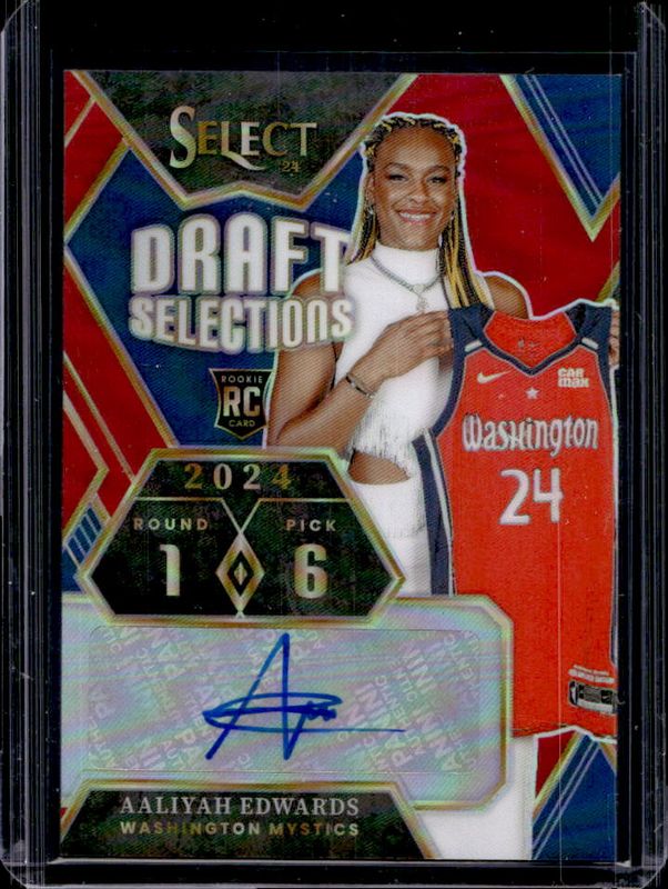 Aaliyah Edwards 2024 Select WNBA #DSS-AE Draft Selections Signatures Red /99 Rookie RAW