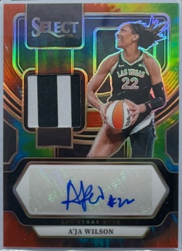 A'ja Wilson 2024 Select WNBA #AM-AJ Autographed Memorabilia Tie-Dye /25 RAW