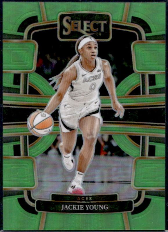 Jackie Young 2024 Select WNBA #38 Base Neon Green /75 RAW