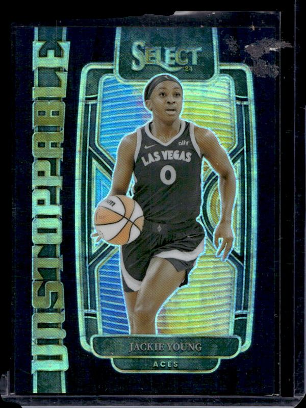 Jackie Young 2024 Select WNBA #2 Unstoppable Black Pandora /8 RAW