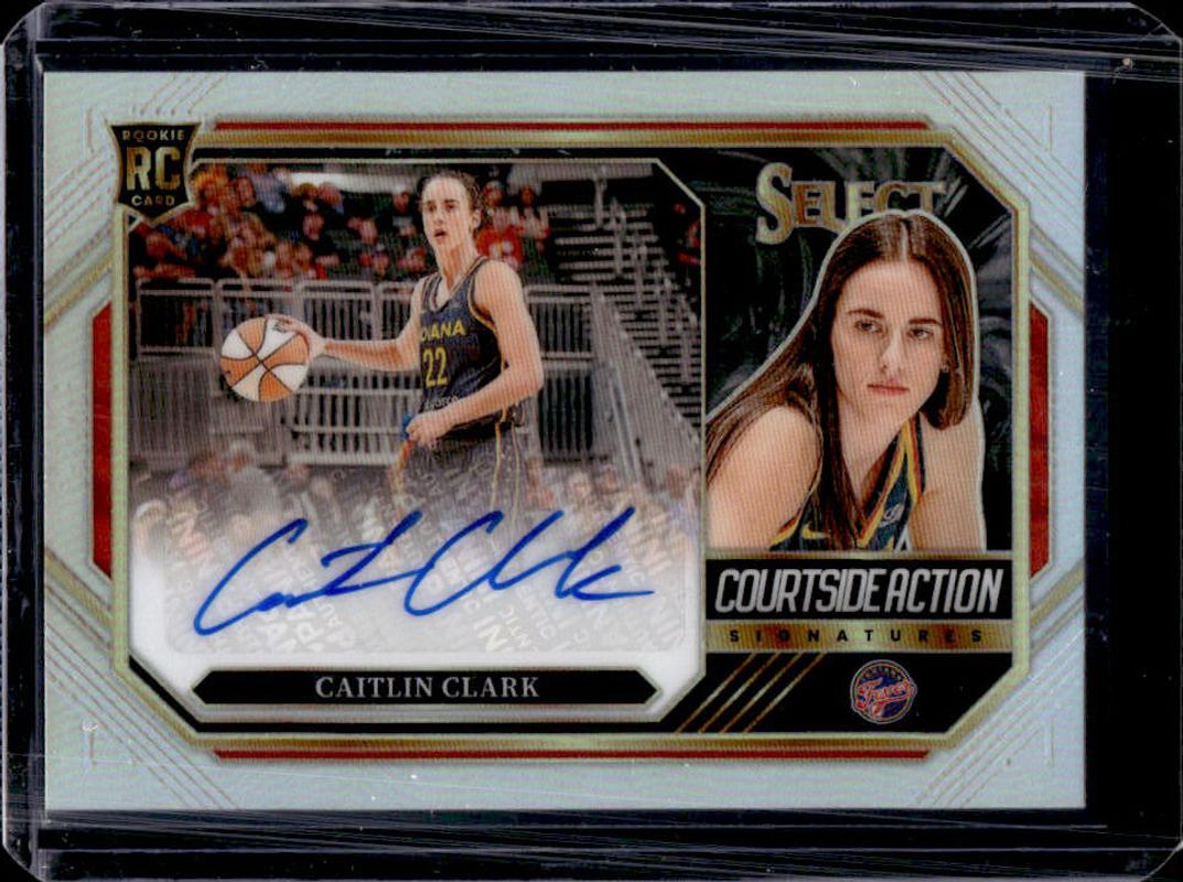 Caitlin Clark 2024 Select WNBA #CSA-CC Courtside Action Signatures Silver Rookie RAW