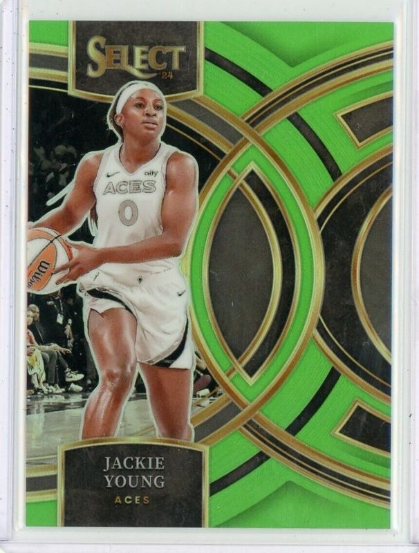 Jackie Young 2024 Select WNBA #180 Base Neon Green /75 RAW