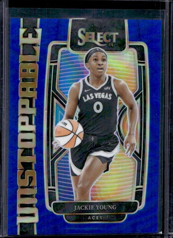 Jackie Young 2024 Select WNBA #2 Unstoppable Blue /49 RAW