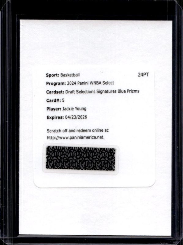 Jackie Young 2024 Select WNBA #DSS-JY Draft Selections Signatures Blue /49 RAW