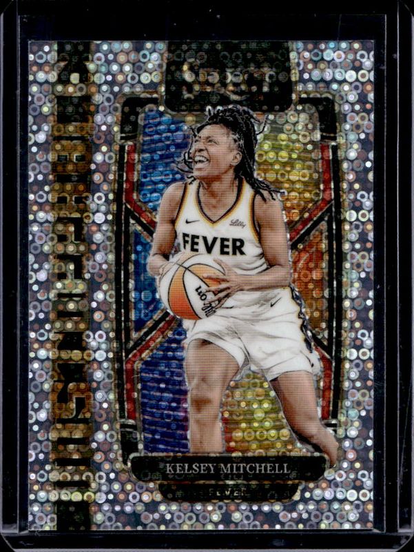 Kelsey Mitchell 2024 Select WNBA #16 Unstoppable White Disco /75 RAW
