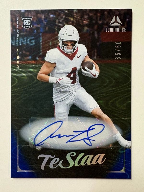 Isaac TeSlaa 2025 Luminance #164 Base Autographs - Blue /50 Rookie RAW