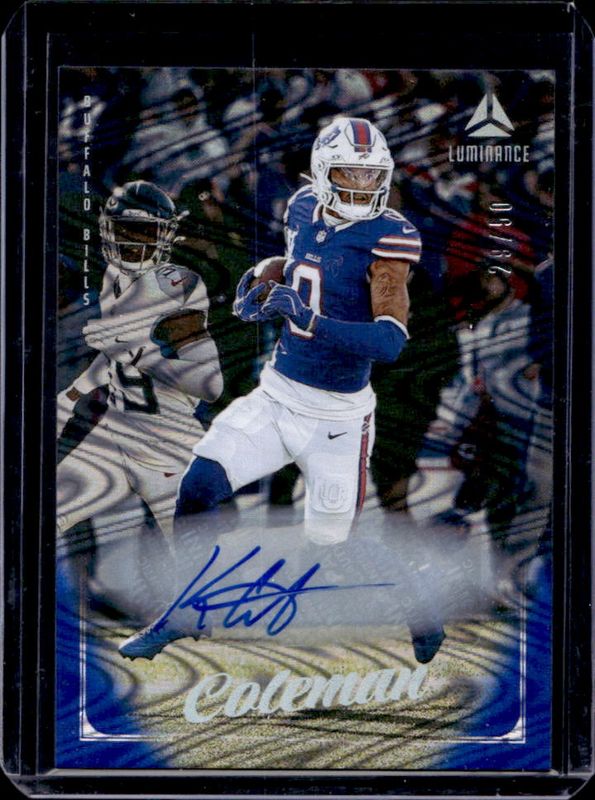 Keon Coleman 2025 Luminance #10 Base Autographs - Blue /50 RAW