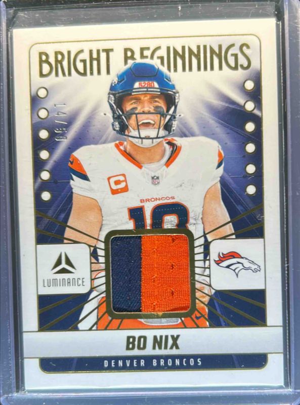 Bo Nix 2025 Luminance #BB-BNX Bright Beginnings - Gold /50 RAW