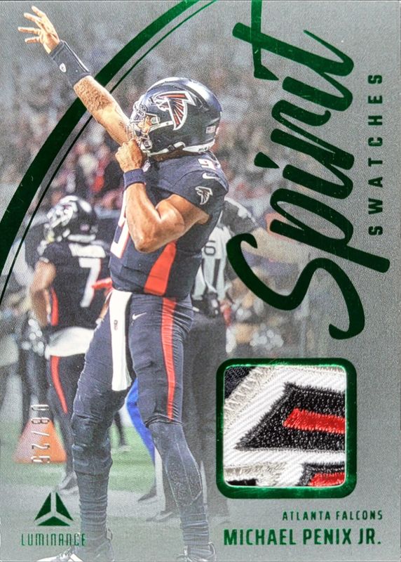 Michael Penix Jr. 2025 Luminance #SSW-MPX Spirt Swatches - Prime Green /25 RAW