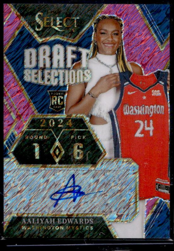 Aaliyah Edwards 2024 Select WNBA #DSS-AE Draft Selections Signatures Pink Ice Shimmer FOTL /5 Rookie RAW