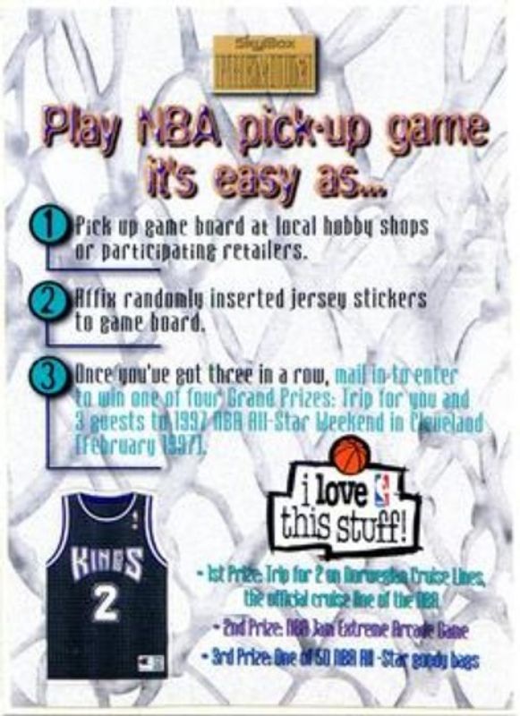 1996 SkyBox Premium #23 NBA Pick Up Game Sweepstakes Stickers