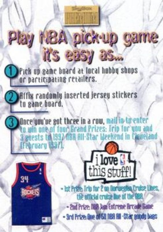 1996 Skybox Premium #10 NBA Pick Up Game Sweepstakes Stickers