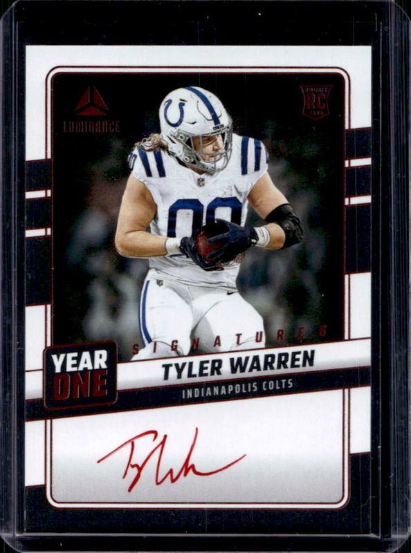 Tyler Warren 2025 Luminance #YOS-TWN Year One Signatures RPS - Red Rookie RAW
