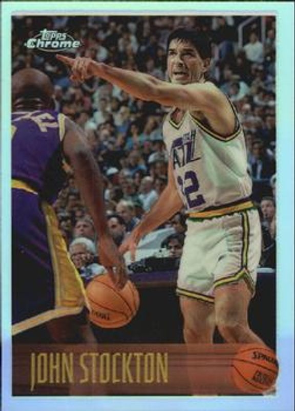 John Stockton 1996 Topps Chrome #65R Refractor RAW