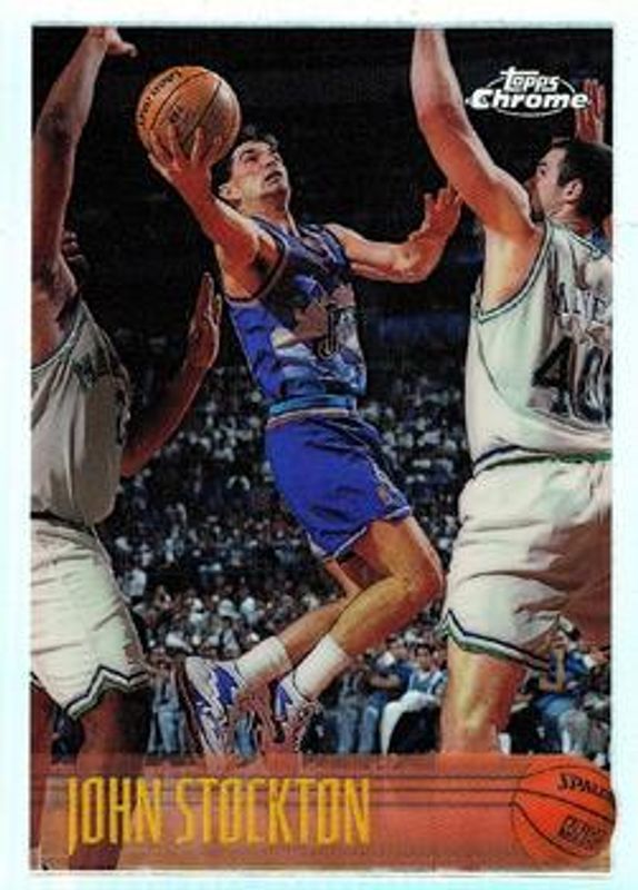 John Stockton 1996 Topps Chrome #123R Refractor RAW