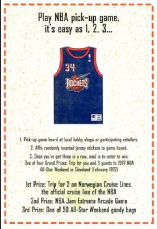 1996 Upper Deck NBA Pick Up Game Sweepstakes Stickers
