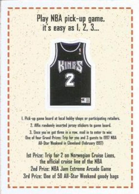 Sacramento Kings 1996 Upper Deck NBA Pick Up Game Sweepstakes Stickers RAW
