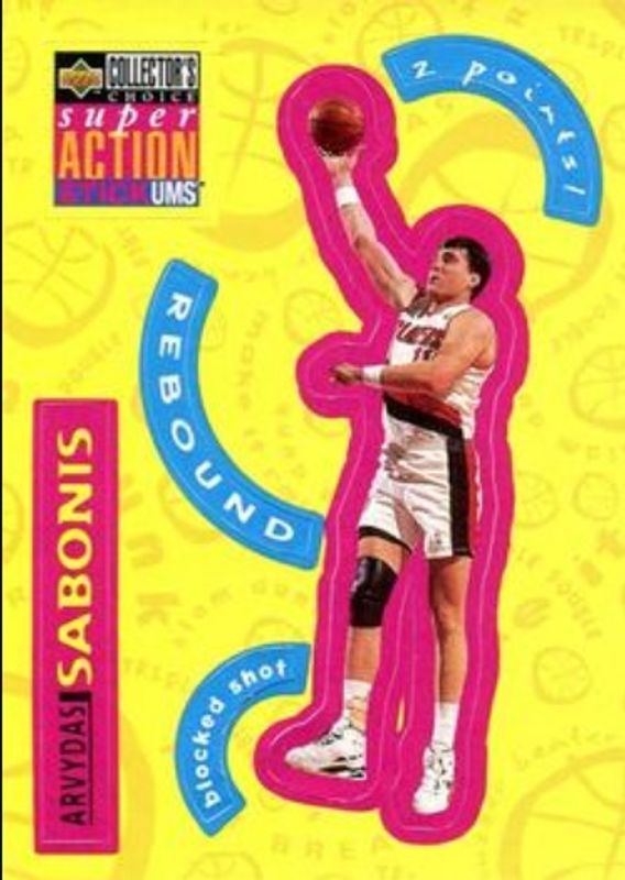 Arvydas Sabonis 1996 Collector's Choice #S22 Super Action Stick 'Ums (Series Two Stickers) RAW