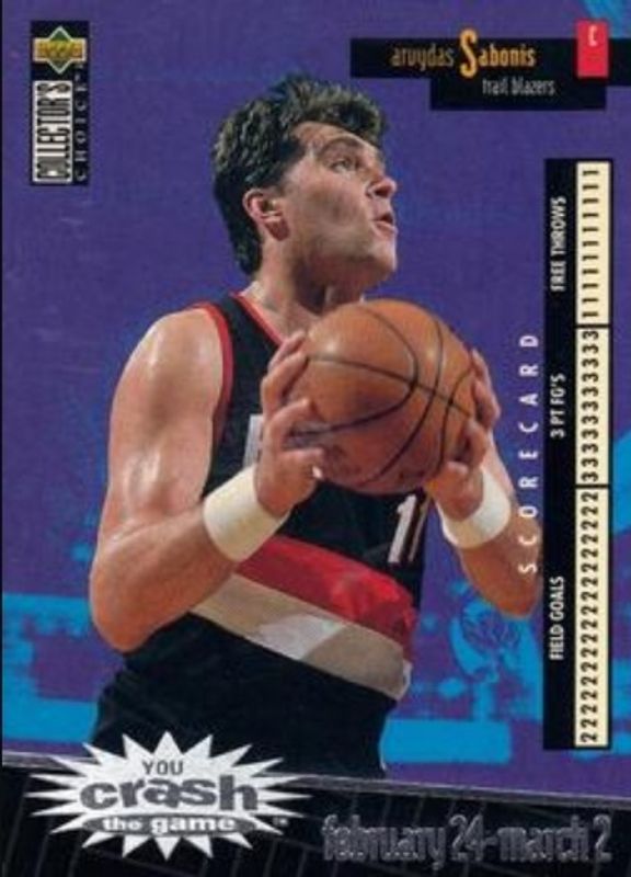 Arvydas Sabonis 1996 Collector's Choice #C22a You Crash the Game Scoring Silver (Series Two) RAW