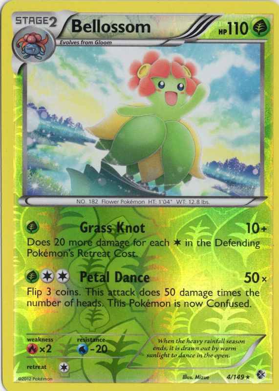 Bellossom 2012 Black & White: Boundaries Crossed #004/149 Reverse Holo RAW TCG (NEAR MINT)