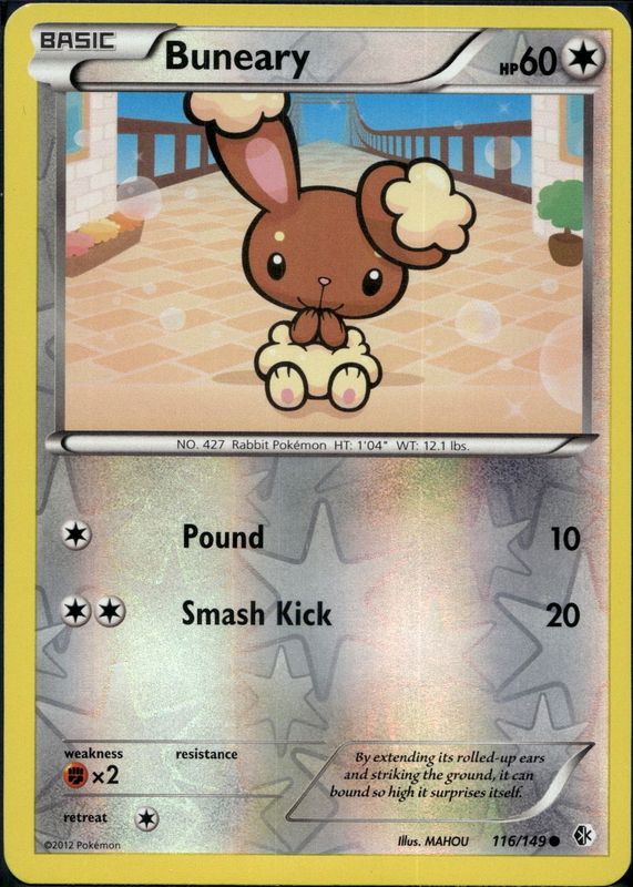 Buneary 2012 Black & White: Boundaries Crossed #116/149 Reverse Holo RAW TCG (LIGHTLY PLAYED)