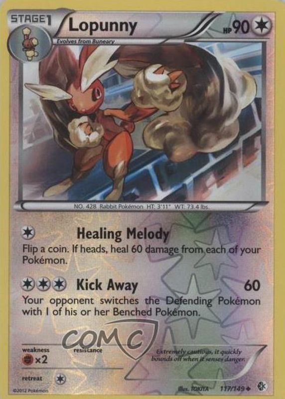 Lopunny 2012 Black & White: Boundaries Crossed #117/149 Reverse Holo RAW TCG (LIGHTLY PLAYED)