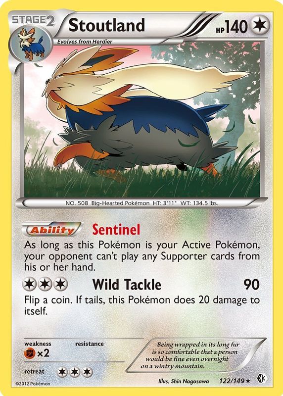 Stoutland 2012 Black & White: Boundaries Crossed #122/149 Reverse Holo RAW TCG (NEAR MINT)